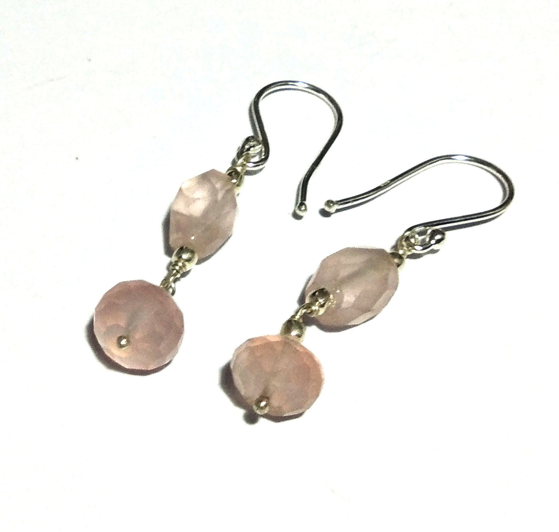 Natural Pink Rose Quartz Stone Drop Earring, 925 Solid Starling Silver Earring Jewelry, Top Color Pink Stone Size 8x8mm Gift Wedding Earring