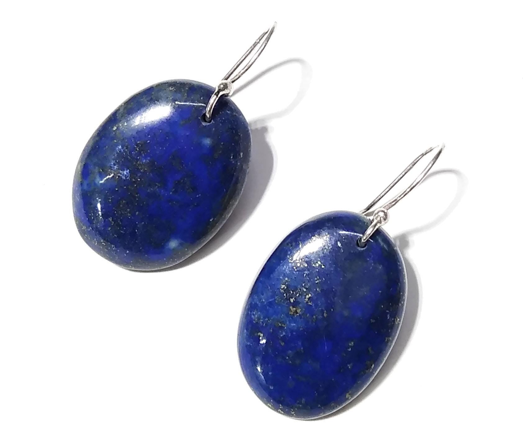 Lapis Lazuli Earring, Natural Lapis Lazuli Gemstone Earring, 925 Sterling Silver Earring, Handmade Silver Jewelry Hoop Earring, Gift For Her