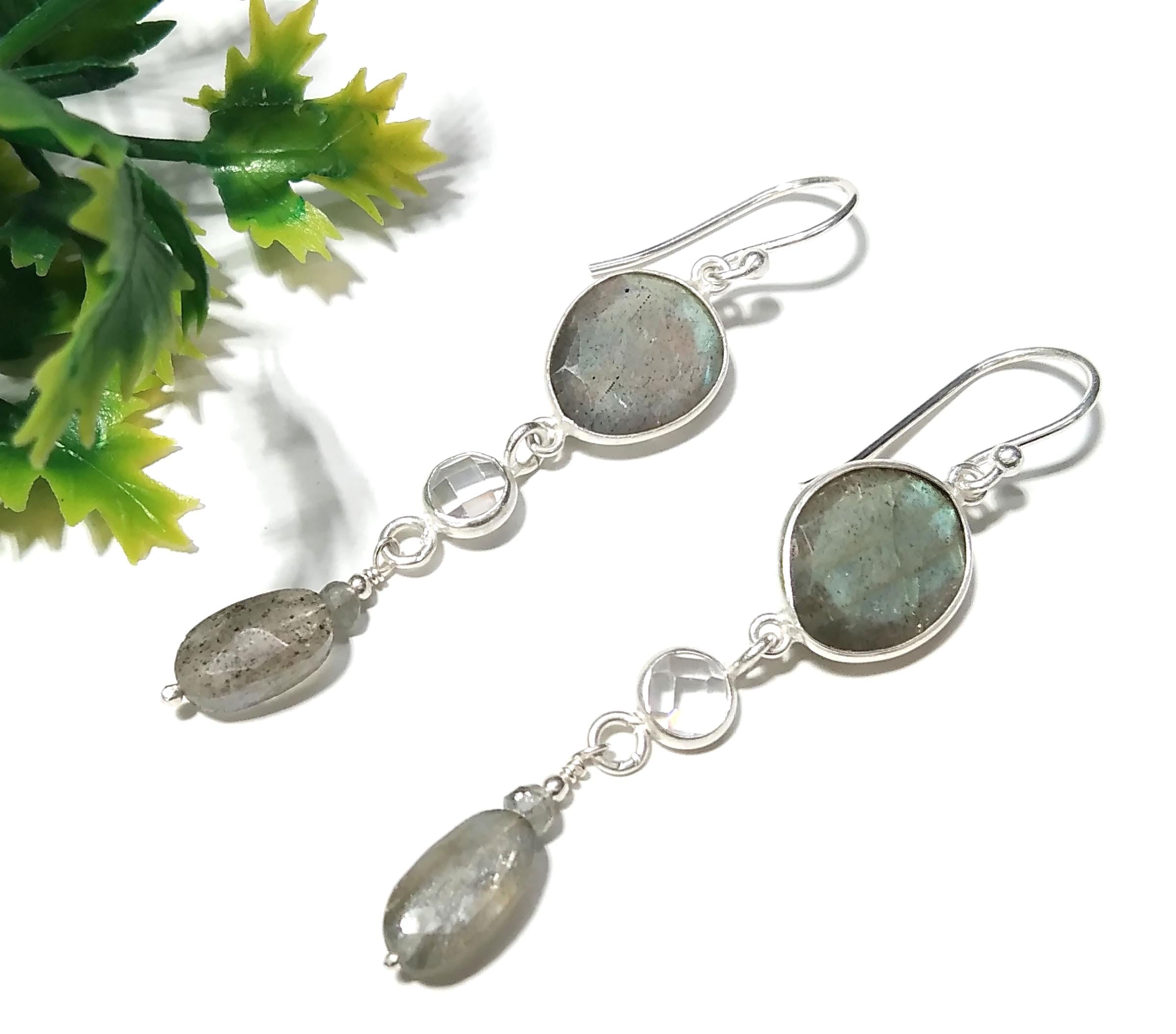 Labradorite Stone Earring, Solid 925 Starling Silver Jewelry Earring, Natural Labradorite Stone Handmade Gift Women Bridesmaid Earring Stone