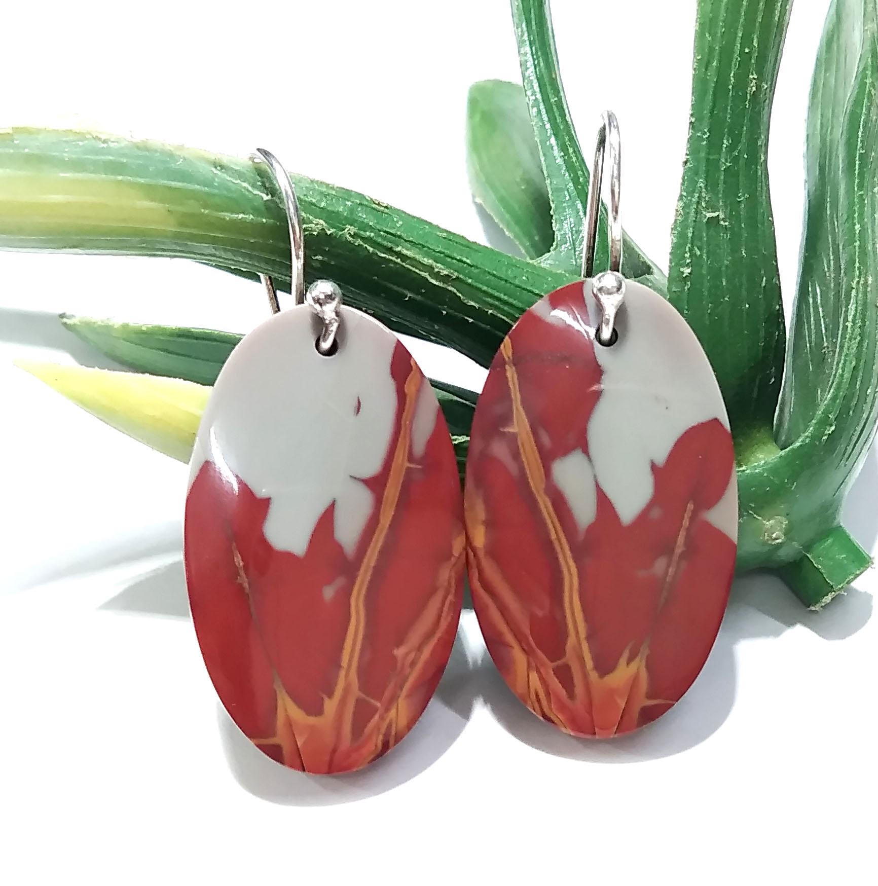 Noreena Jasper Gemstone Earring, Solid 925 Starling Silver Earring, Natural Noreena Jasper Stone Size 27x16mm Gift For Girls & Women