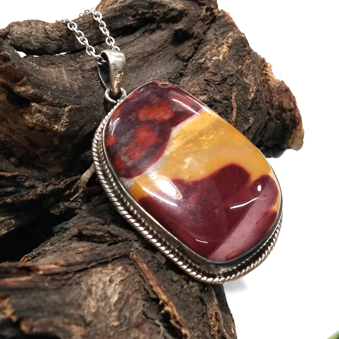 Natural Mookite Jasper Gemstone Pendant Necklace, 925 Starling Silver Pendant Chain Necklace, Handmade Stone Size 36x25 mm Birthday Pendant