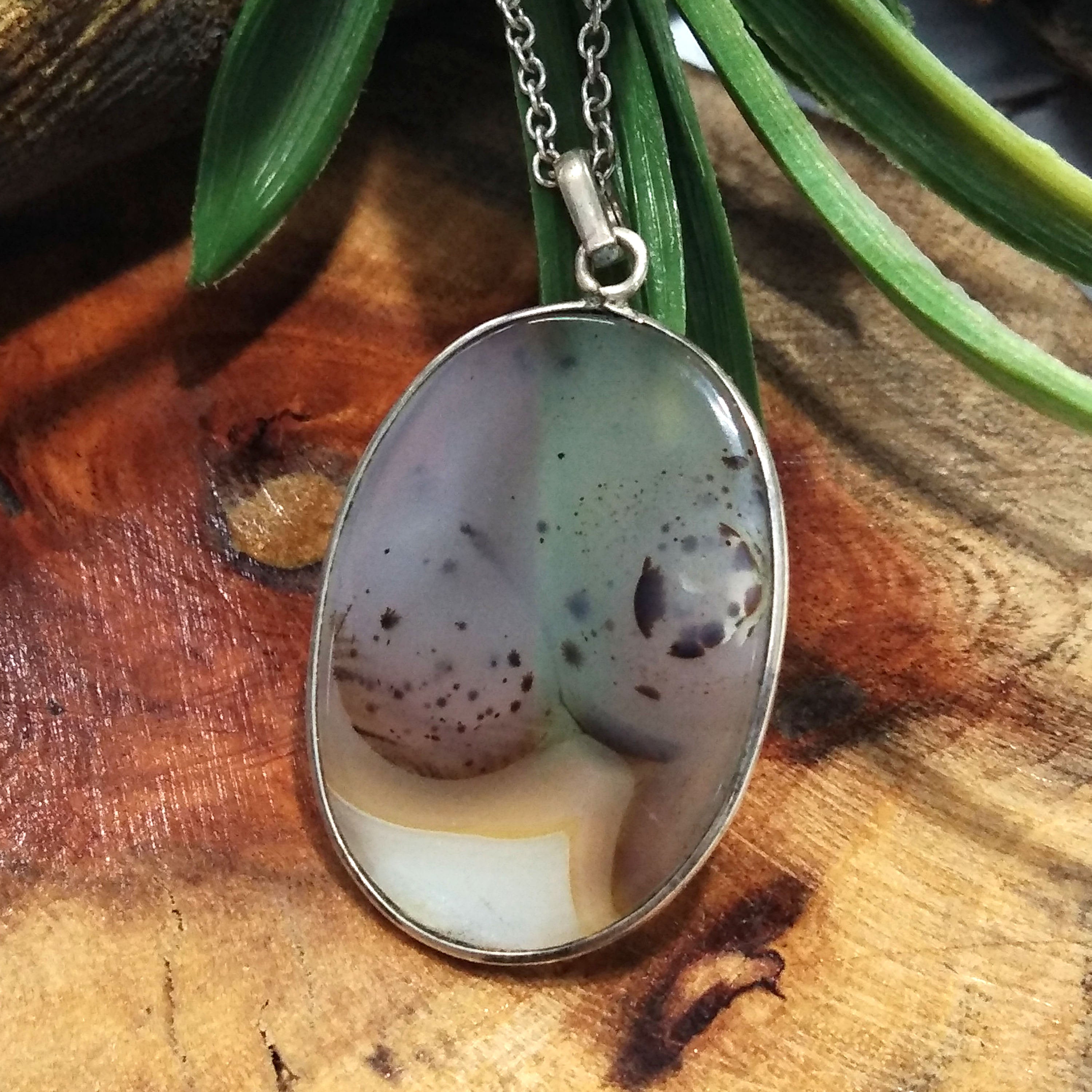 Natural Montana Agate Stone Pendant Necklace Chain, 925 Starling Silver Pendant Necklace, Handmade Jewelry Stone Size 32x23 mm Gift Pendant