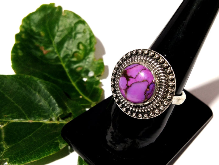 Purple Copper Turquoise Ring, Mohave Turquoise 925 Sterling Silver Ring, Boho Ring, Turquoise Jewelry, Natural Stone Ring, Purple Stone Ring