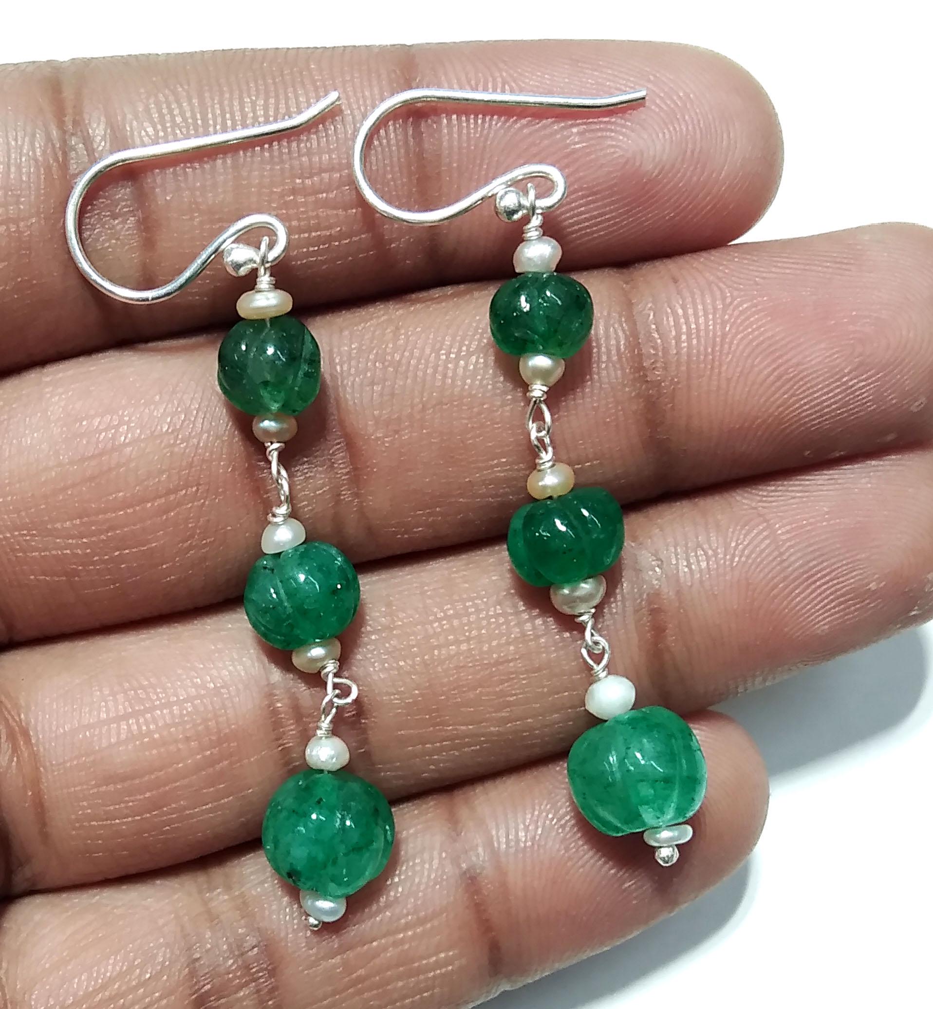 Natural Strawberry Quartz Pumpkin Beads Earring, 925 Silver Beaded Earring, Gemstone Handmade Making Jewelry, Beautiful Beads Stone Earring