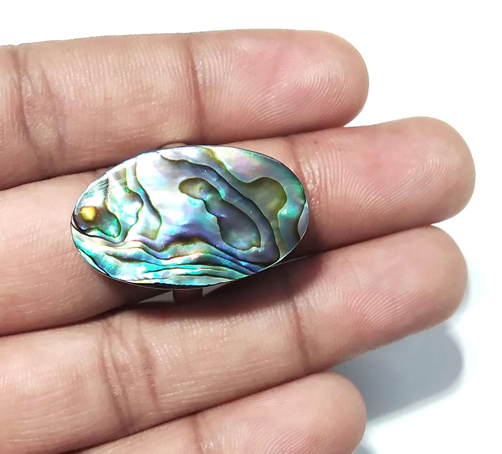 Natural Abalone Shell Gemstone Ring, 925 Solid Starling Silver Ring, Abalone Shell Stone Size 27x17mm Handmade Silver Ring, Birthday Ring