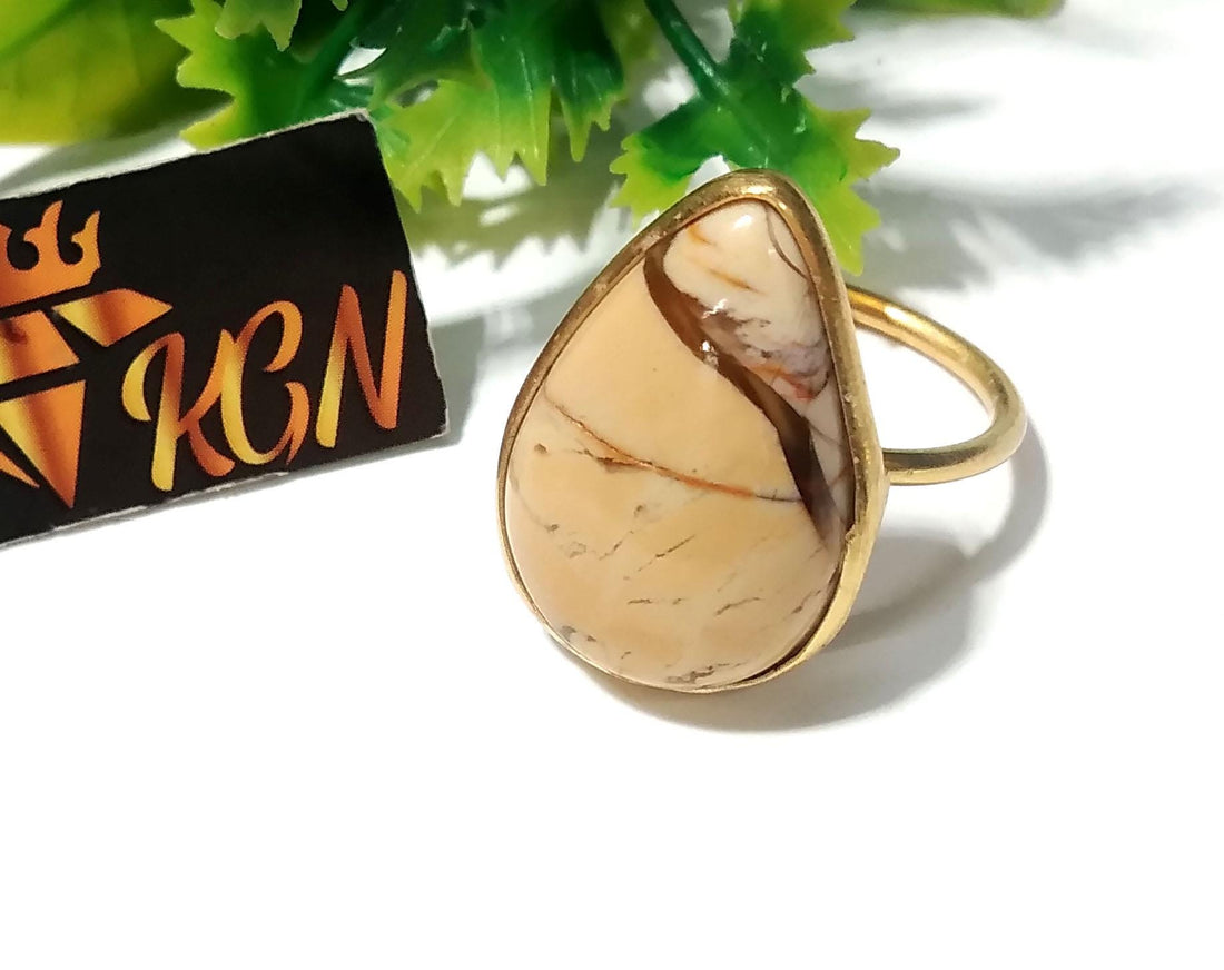 Natural Mookaite Jasper Ring, 925 Starling Silver Gold Plated Ring Jewelry, Mookaite Stone Size 22x15 mm Handmade Gift Wedding Ring Jewelry