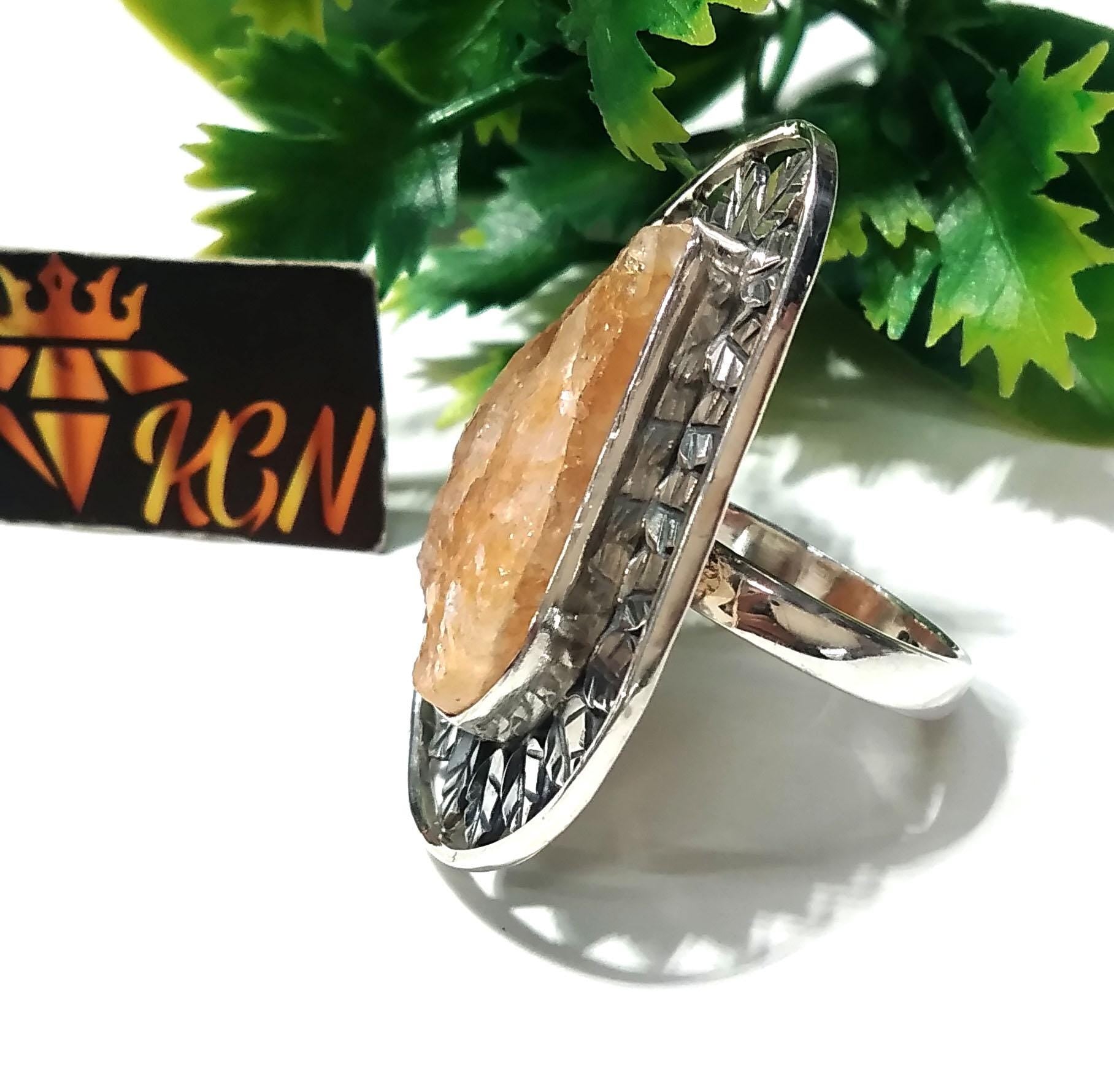 Druzy Rings ! 925 Starling Silver Ring, Natural Gemstone Yellow Aventurine Druzy Ring, Very Beautiful Leaf Stylish Ring, For Girls & Woman
