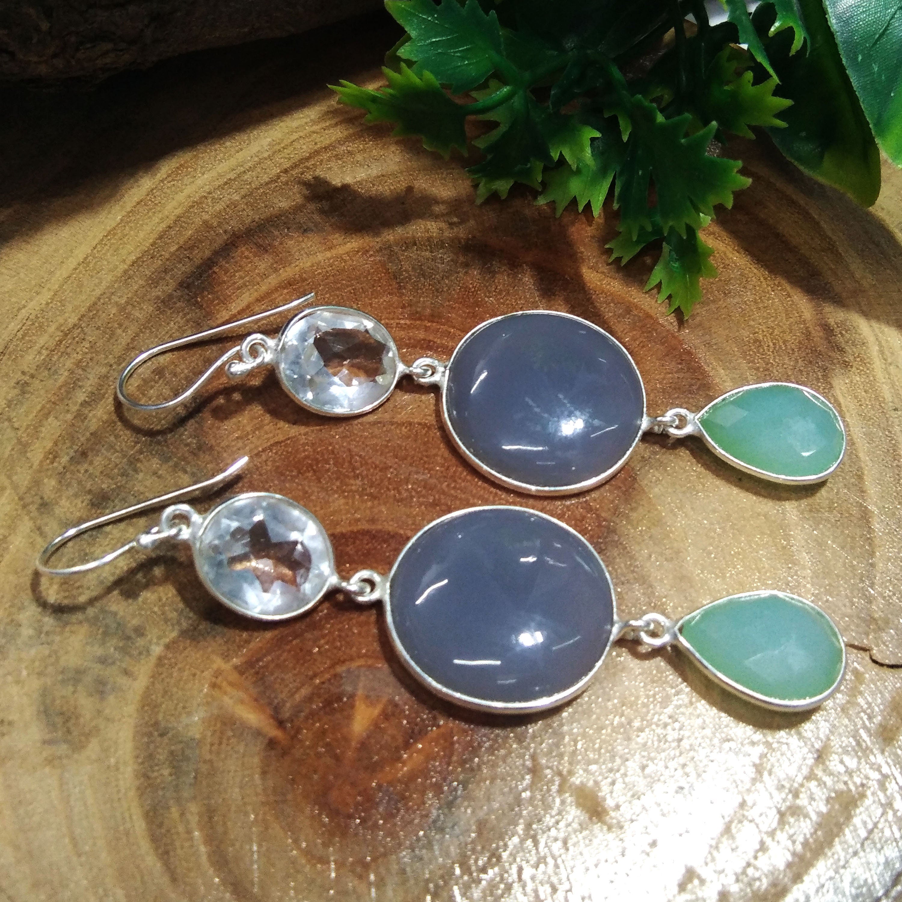 Natural Chalcedony/White Topaz Gemstone Earring, 925 Solid Starling Silver Earring, Handmade Silver Jewelry Stone Earring, Gift Birthday