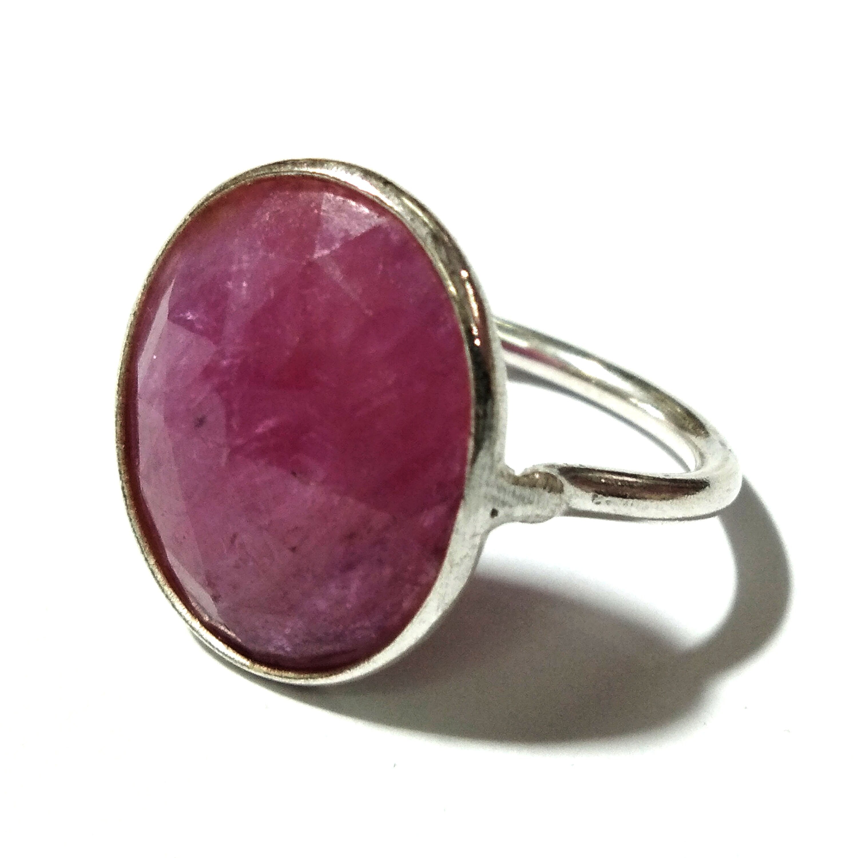 Natural Pink Sapphire Rings, 925 Starling Silver Ring Jewelry, Precious Gemstone Sapphire Ring, Handmade Bezel Ring, Free Shipping.