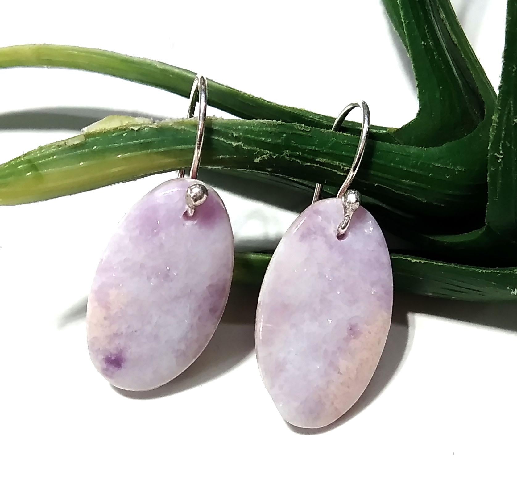 Lepidolite Earrings, 925 Silver Earring, Purple Lepidolite Stone Jewelry, Handmade Earring For Girls & Women Gift Jewelry, Crystal Earrings