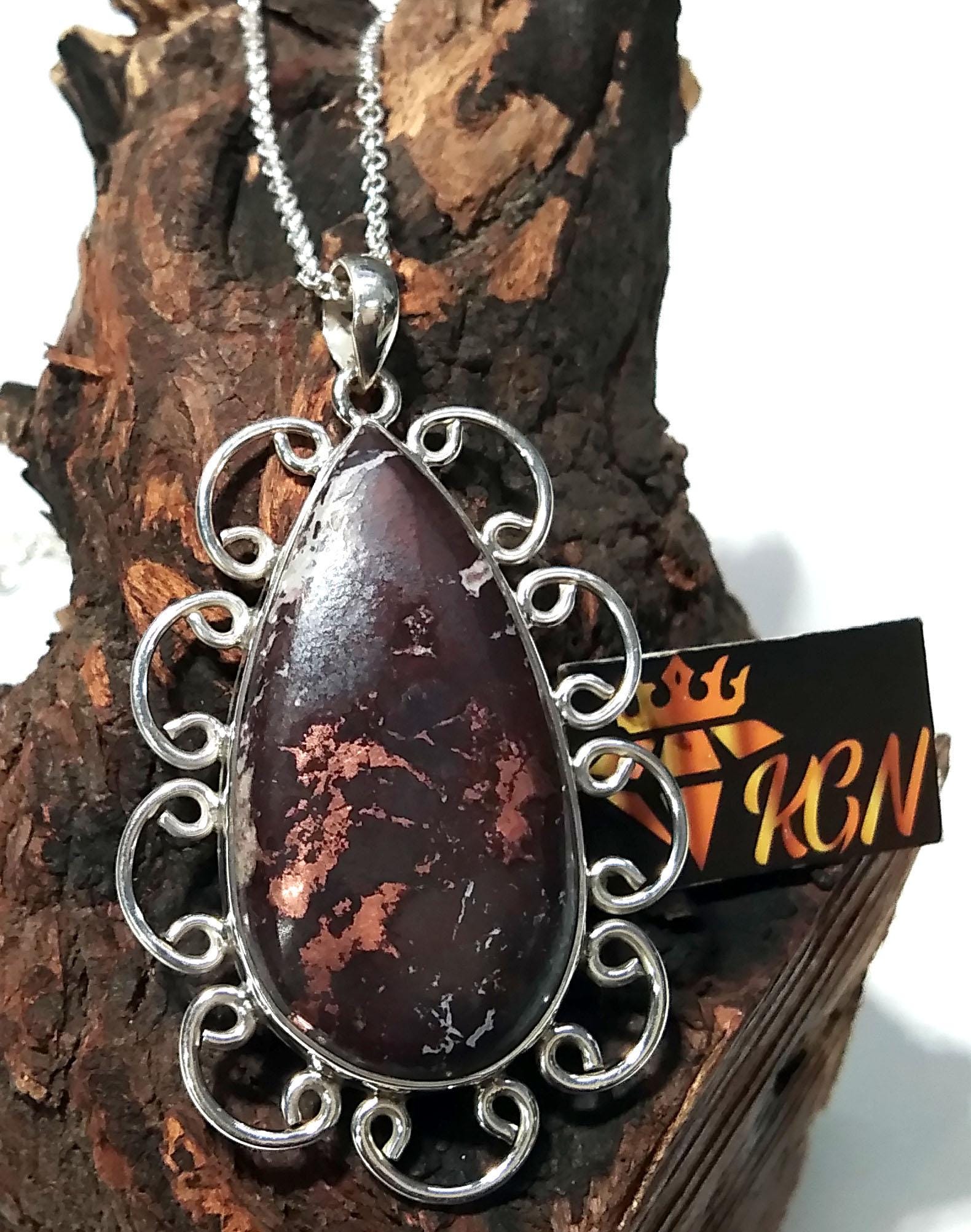 Copper Dolomite Gemstone Pendant, 925 Sterling Silver Copper Dolomite Pendant Chain Necklace, Amazing Design Good Making Stone Pendant