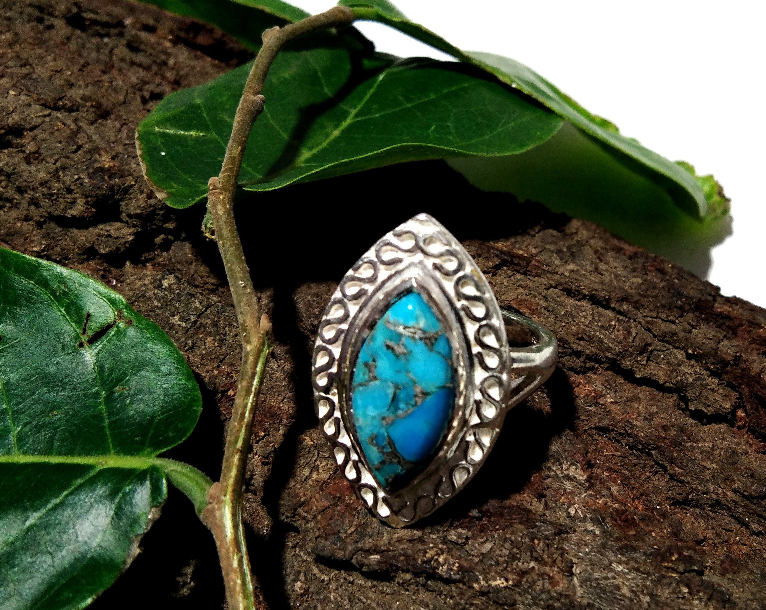 Natural Blue Copper Turquoise Ring ! 925 Starling Silver Jewelry, Handmade Ring, Boho Ring, Birthday Gift For Girls & Women, Statement Ring.
