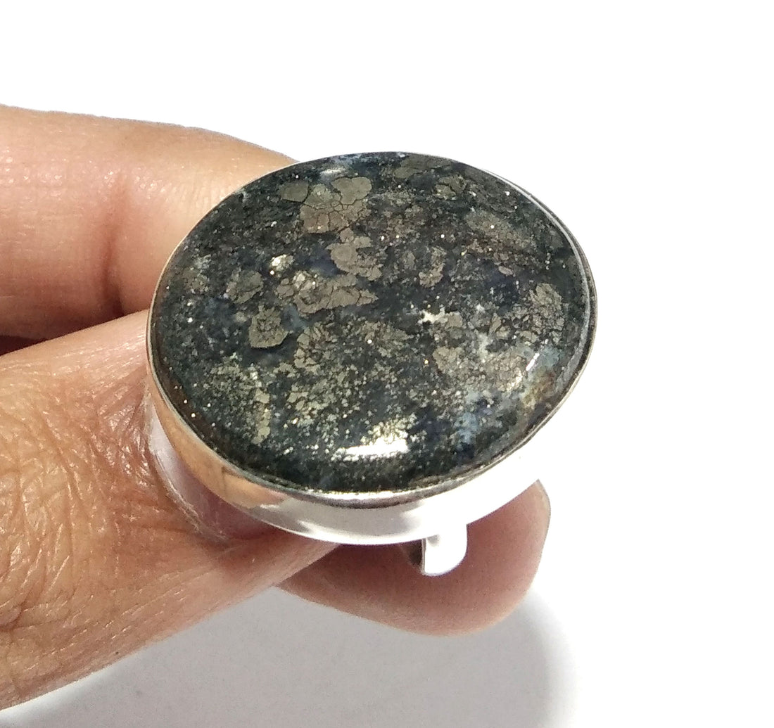 Natural Marcasite Gemstone Ring, 925 Solid Sterling Silver Ring, Marcasite Stone Size 26x26 mm Handmade Silver Ring, Gift Mother’s day Ring