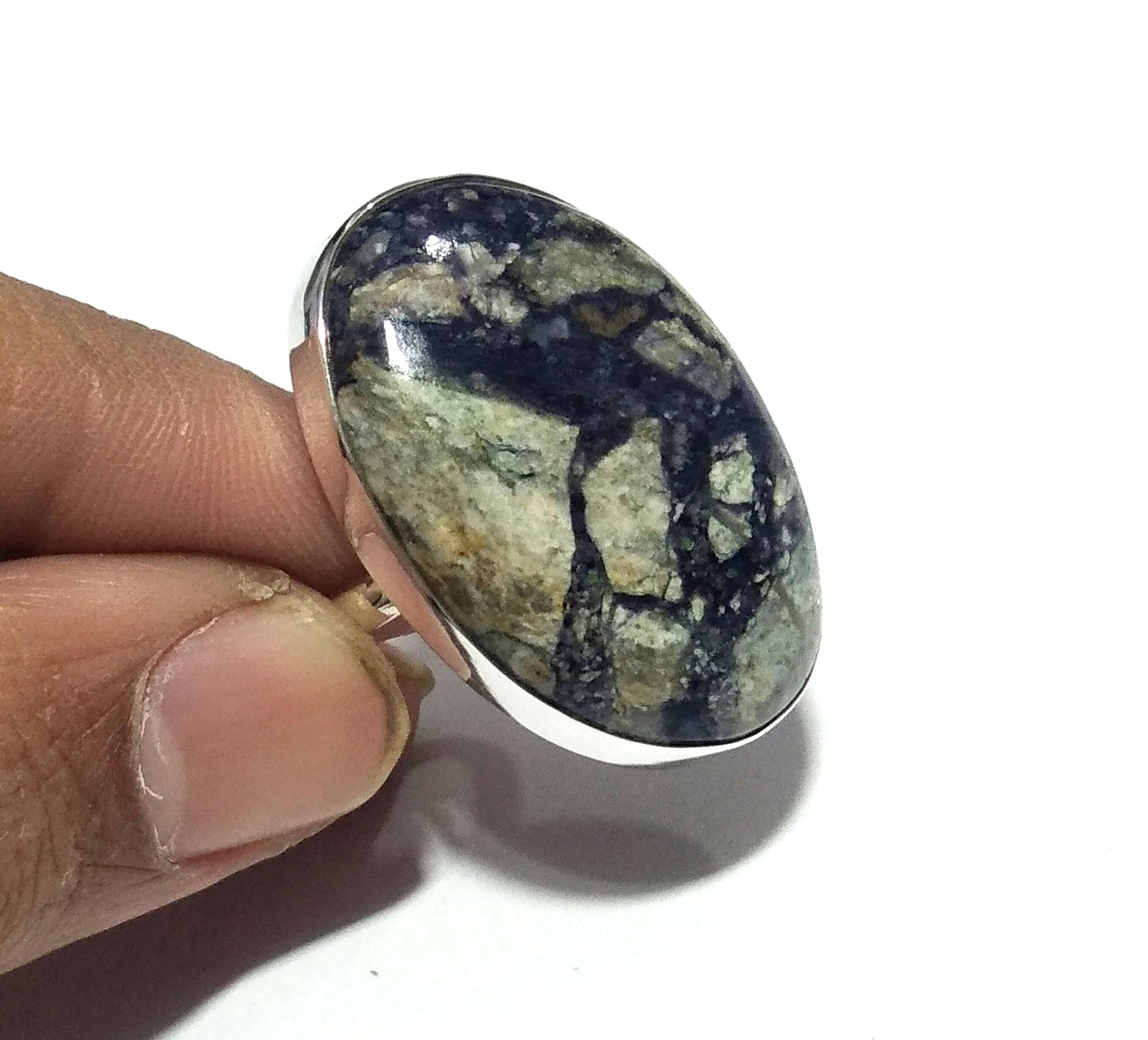 Natural Tiffany Jasper Gemstone Ring, 925 Solid Sterling Silver Ring, Tiffany Jasper Stone Size 33x22mm Handmade Ring, Gift Wedding day Ring