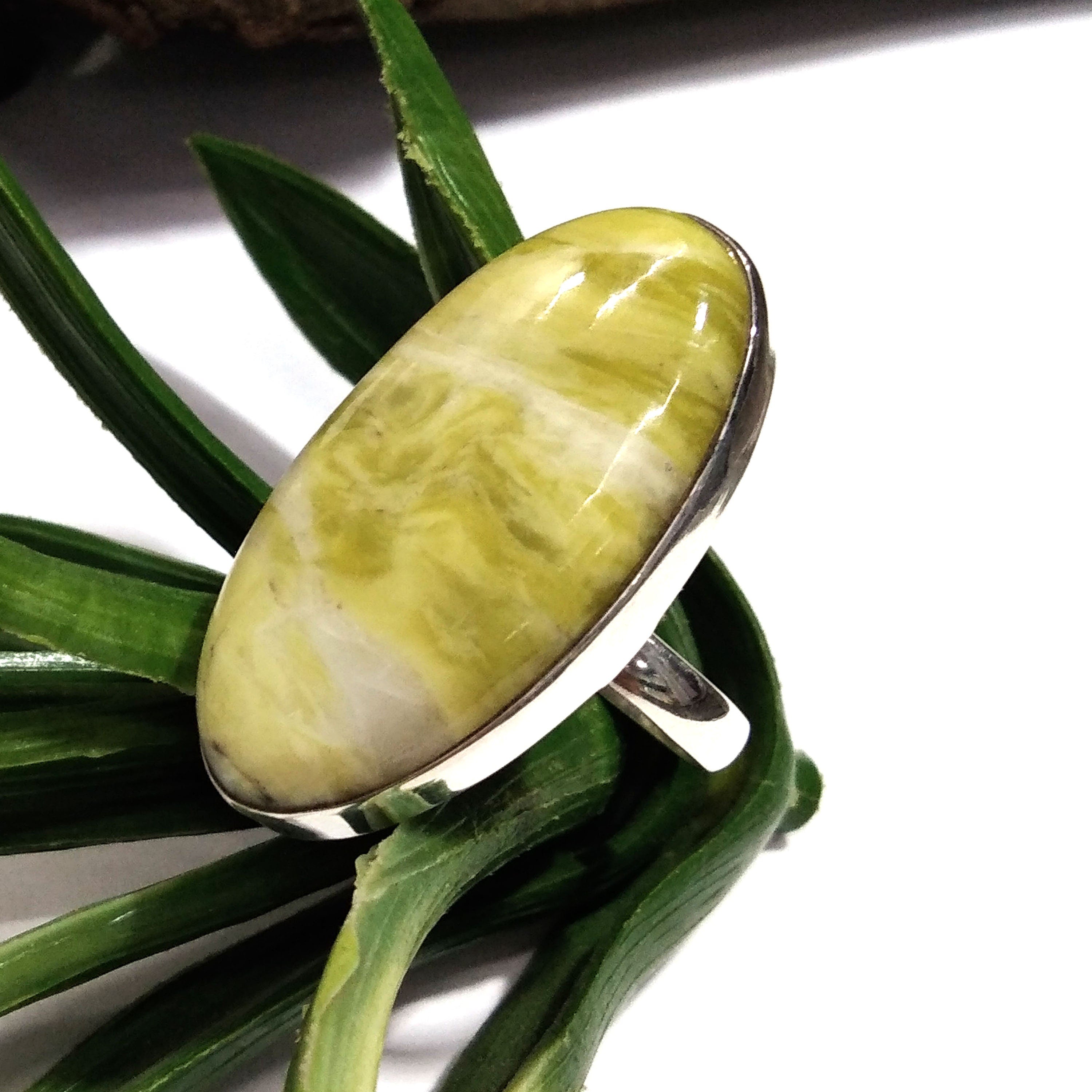 Natural Green Opal Gemstone Ring, 925 Starling Silver Ring, Jewelry Stone Size 35x19 mm Statement Ring, Gift Wedding Ring, Birthday Ring