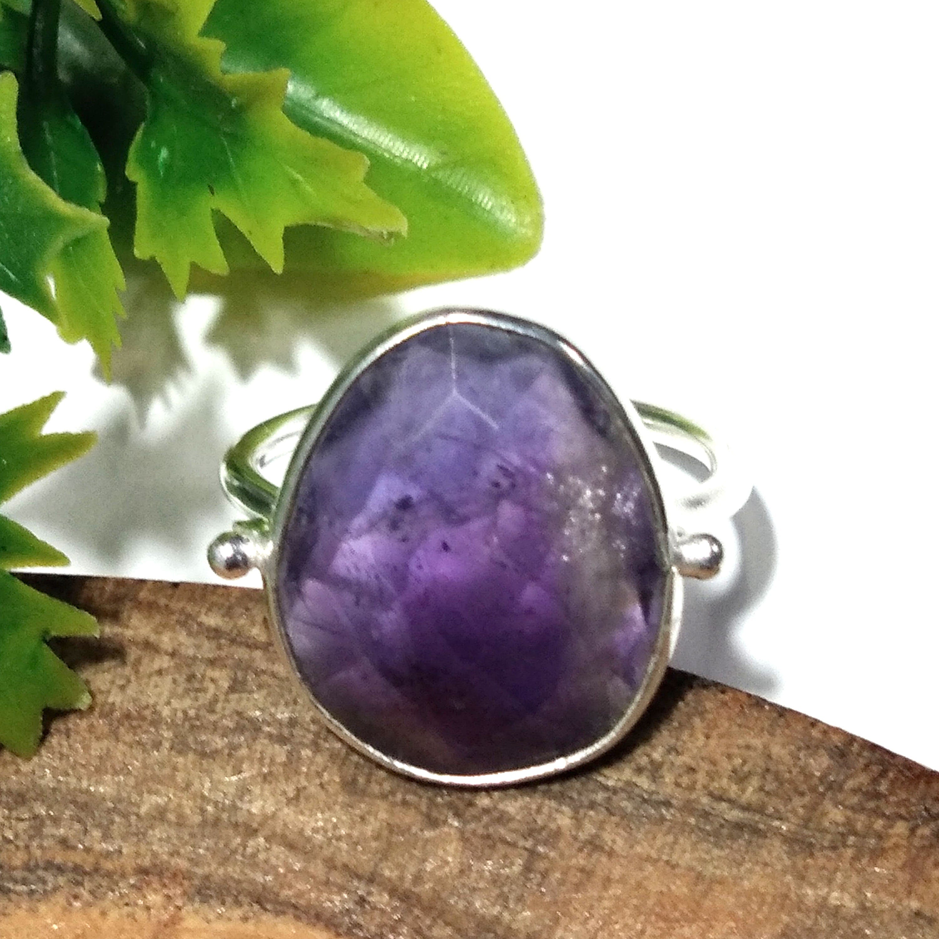 Natural Amethyst Checker Cut Gemstone Ring, 925 Solid Starling Silver Ring, Amazing Amethyst Stone Size 18x15 mm Gift Wedding Ring Jewelry