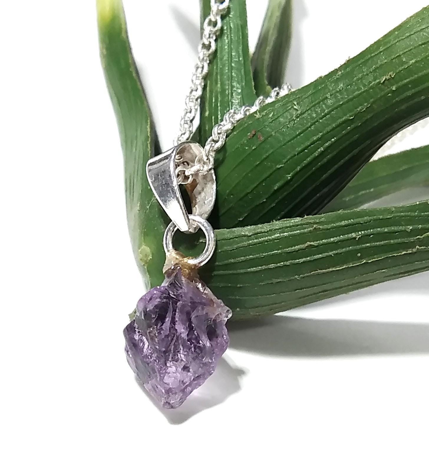 Natural Amethyst Rough Gemstone Pendant, 925 Sterling Silver Handmade Jewelry Amethyst Pendant Rough Chain Necklace, Gift For Girls & Women.