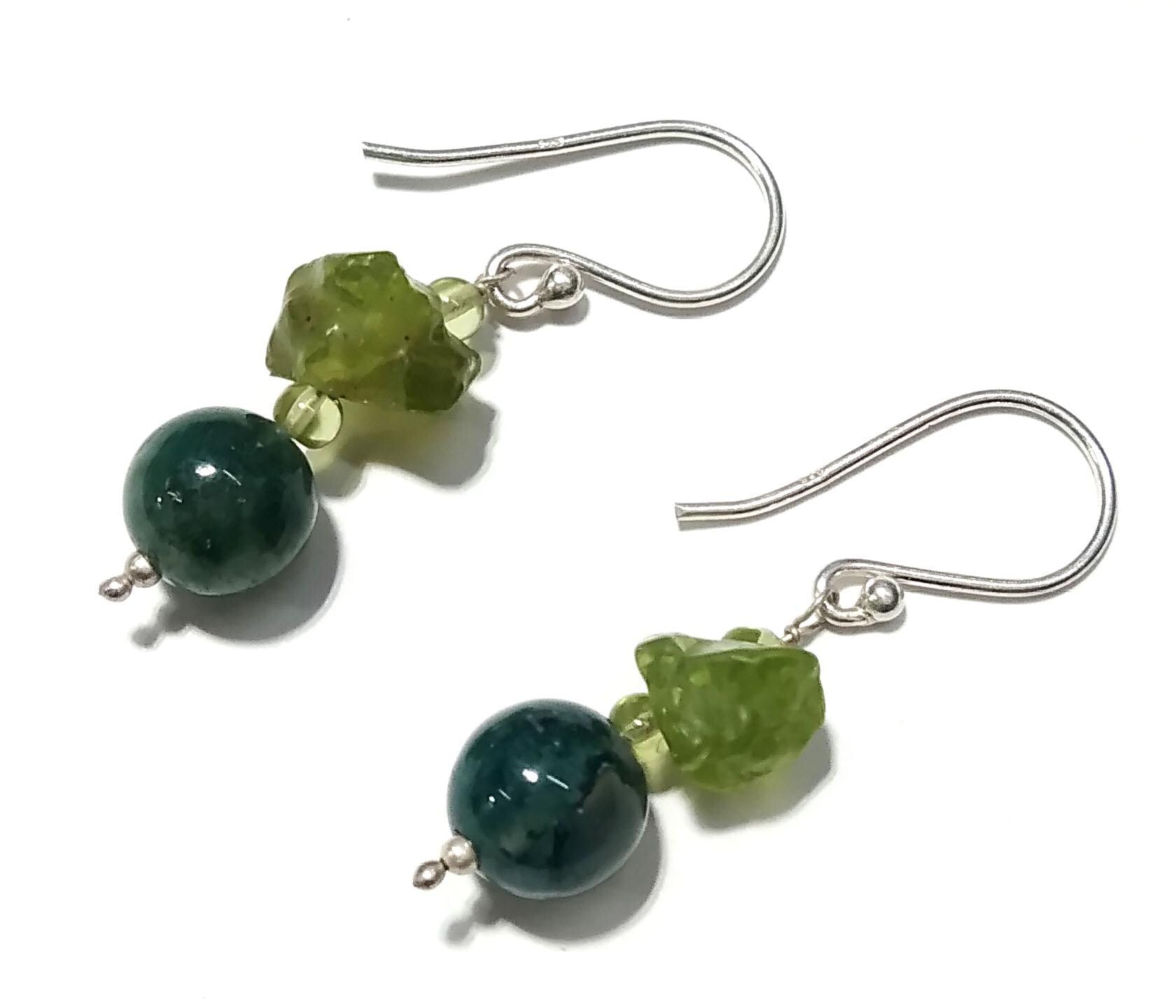 Fabulous Natural Moss Agate/Peridot Gemstone Beads Necklace Set Jewelry, 925 Sterling Silver Necklace Beaded Necklace Statement For Jewelry