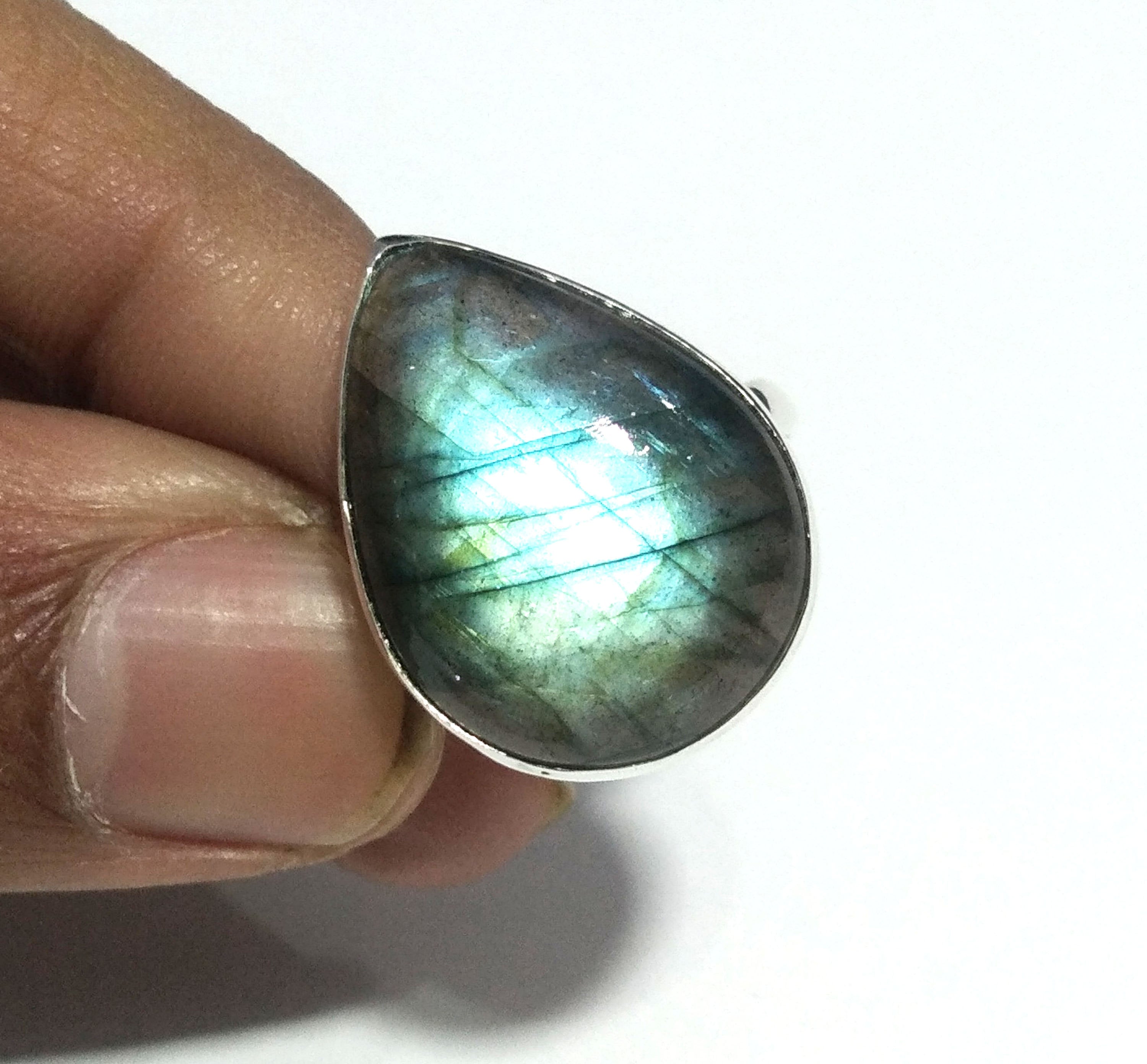 Natural Labradorite Green Fire Gemstone Ring, 925 Solid Sterling Silver Ring, Labradorite Stone Size 23x17 mm Handmade Gift Birthday Ring